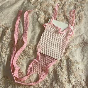 Pink Crotchless Fishnet Body Stocking